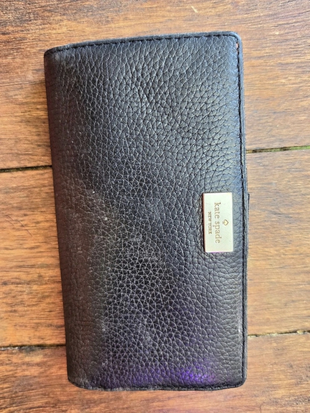 kate spade new york Black Leather Wallet No spots on front . Glare
